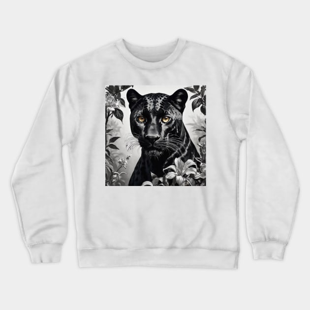 Black leopard panther art Crewneck Sweatshirt by nonagobich